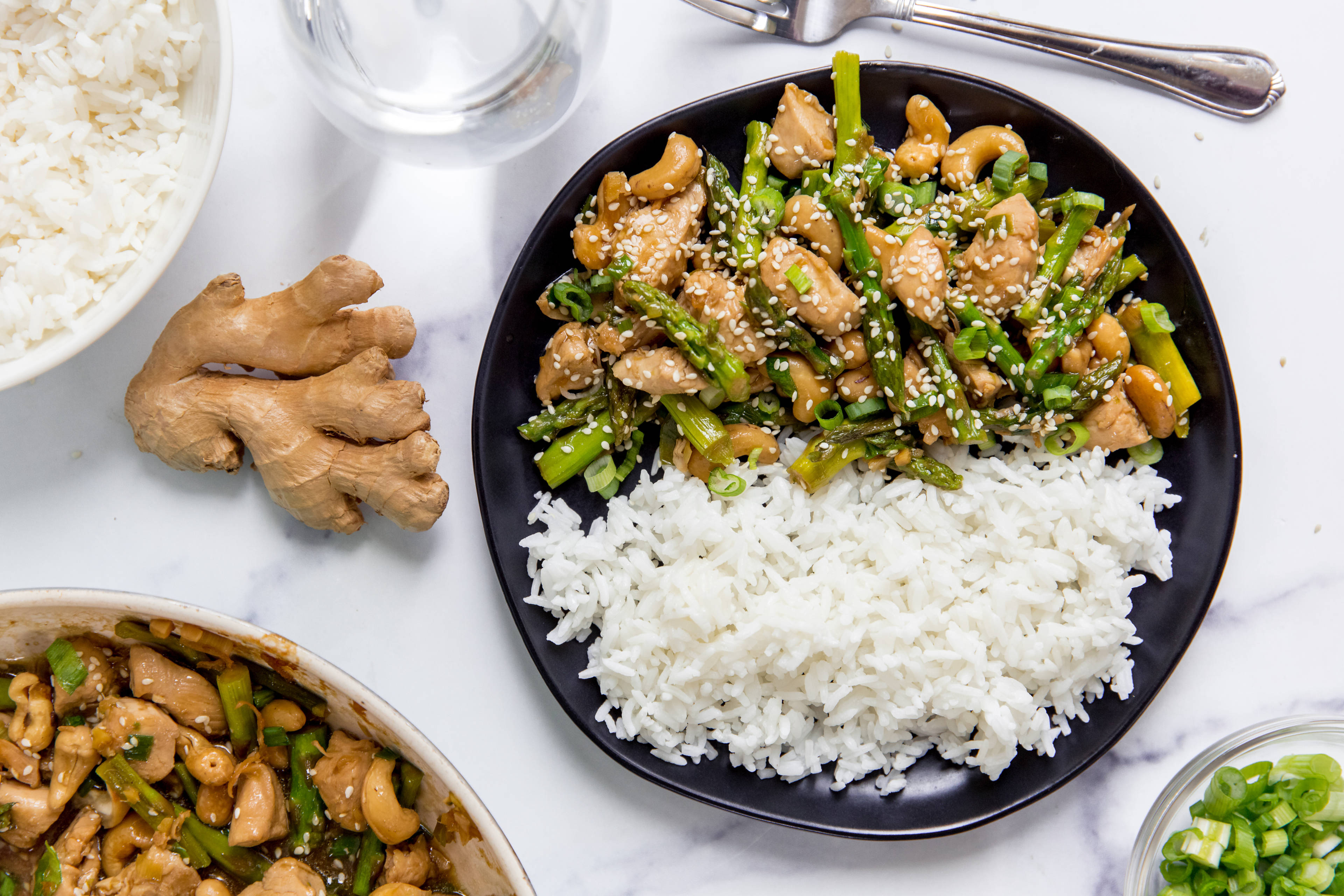 ginger, asparagus and chicken stir fry